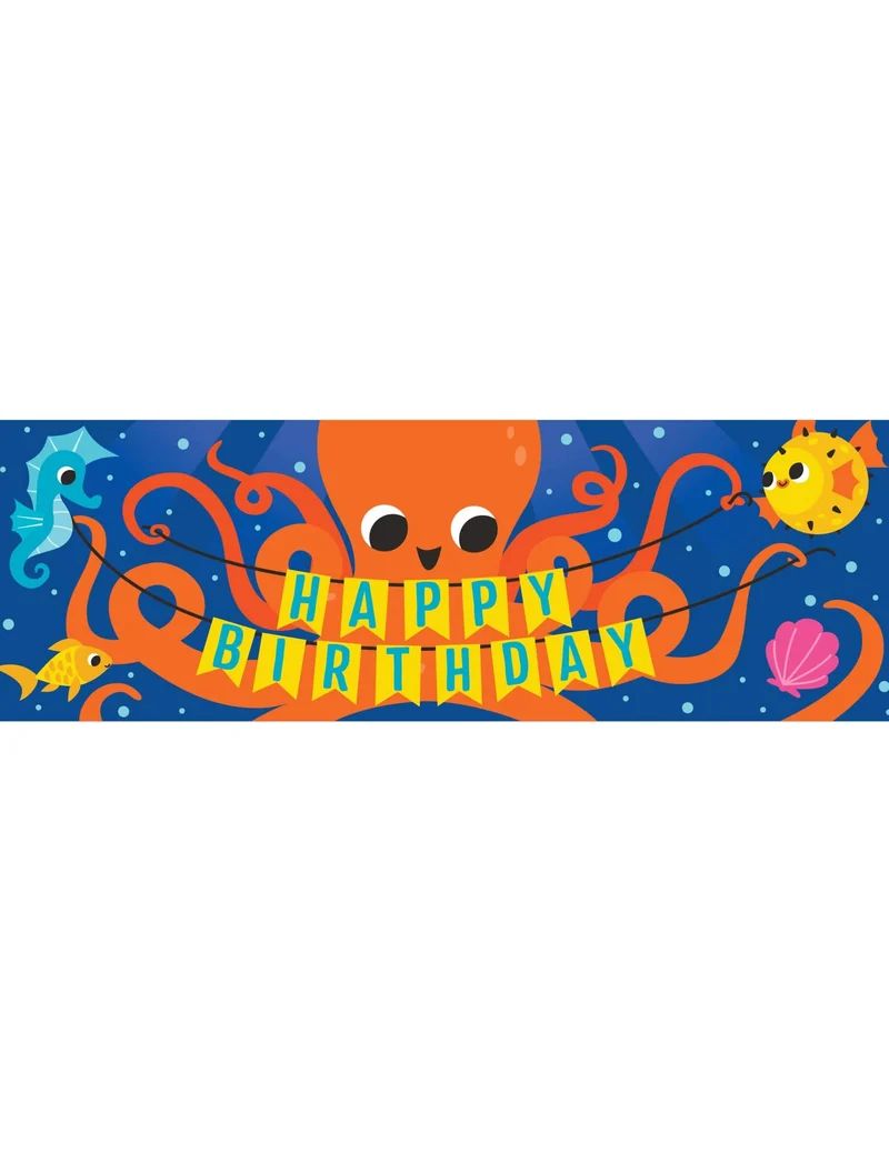 Riesen-Banner Unterwasserwelt 152 x 51 cm Happy Birthday