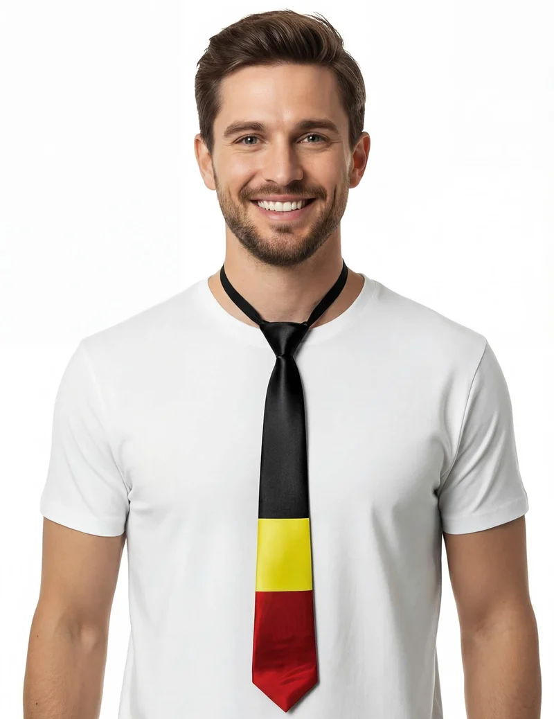 Belgien Fan-Krawatte 45 cm Schlanke Krawatte in Schwarz Gelb Rot