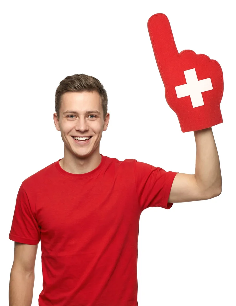 Fanhandschuh Schweiz aus Schaumstoff für Erwachsene