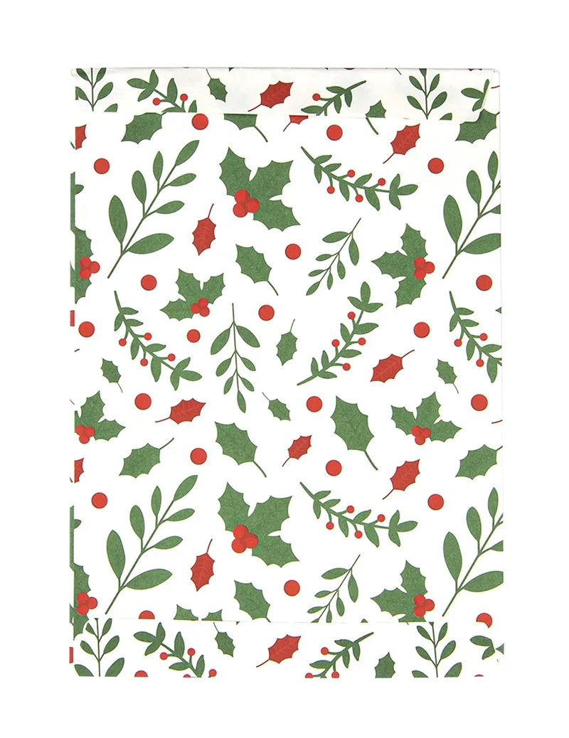 8 Weihnachtstüten mit Stechpalme aus Papier