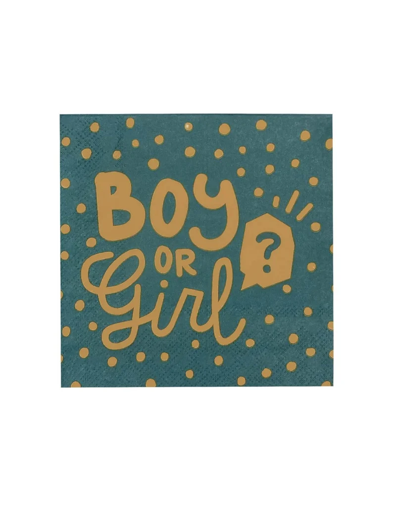20 Papierservietten Boy or Girl 33 x 33 cm Türkis und Gold