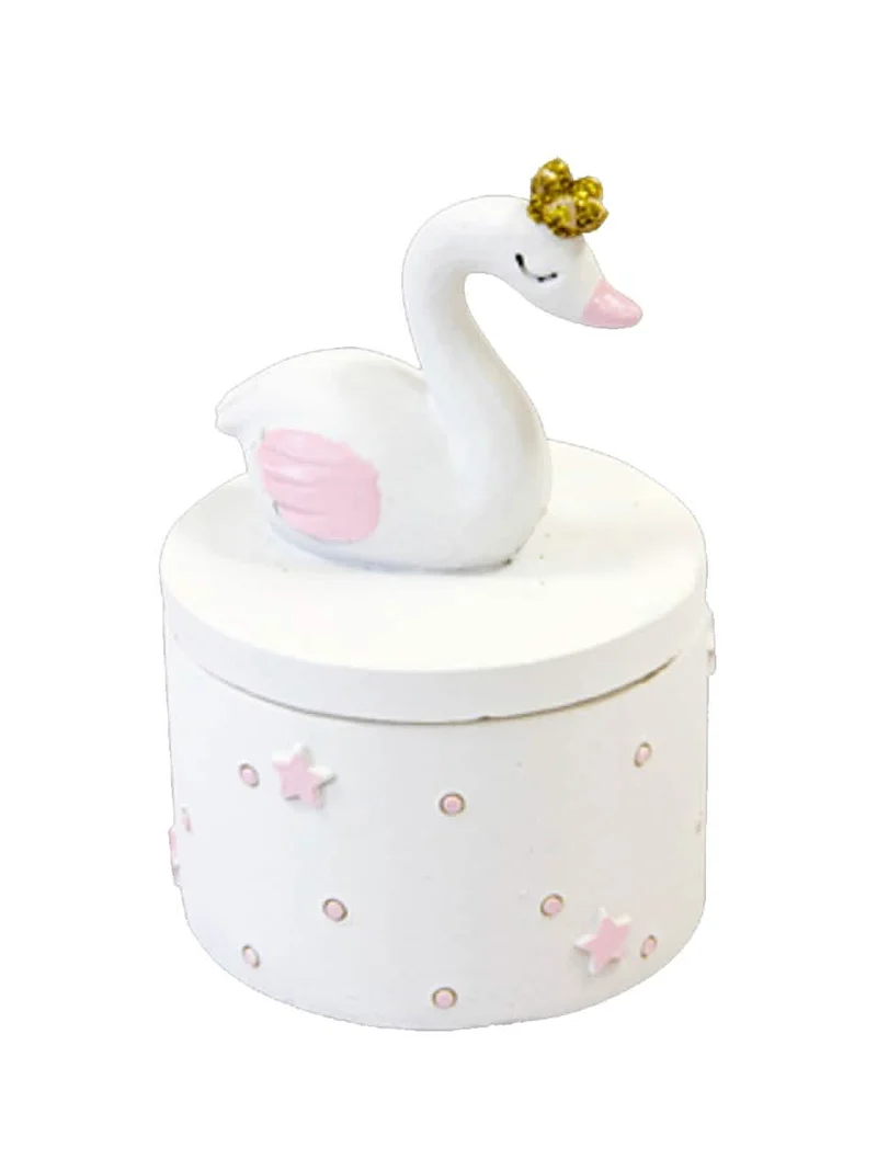 Boîte en résine cygne rose et doré 6,7 cm