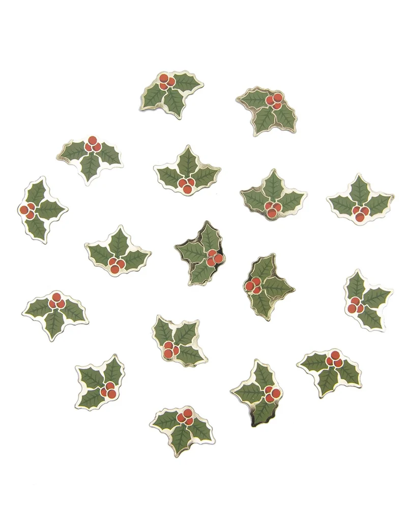 Weihnachts-Tischkonfetti Stechpalme aus grünem Papier 10g