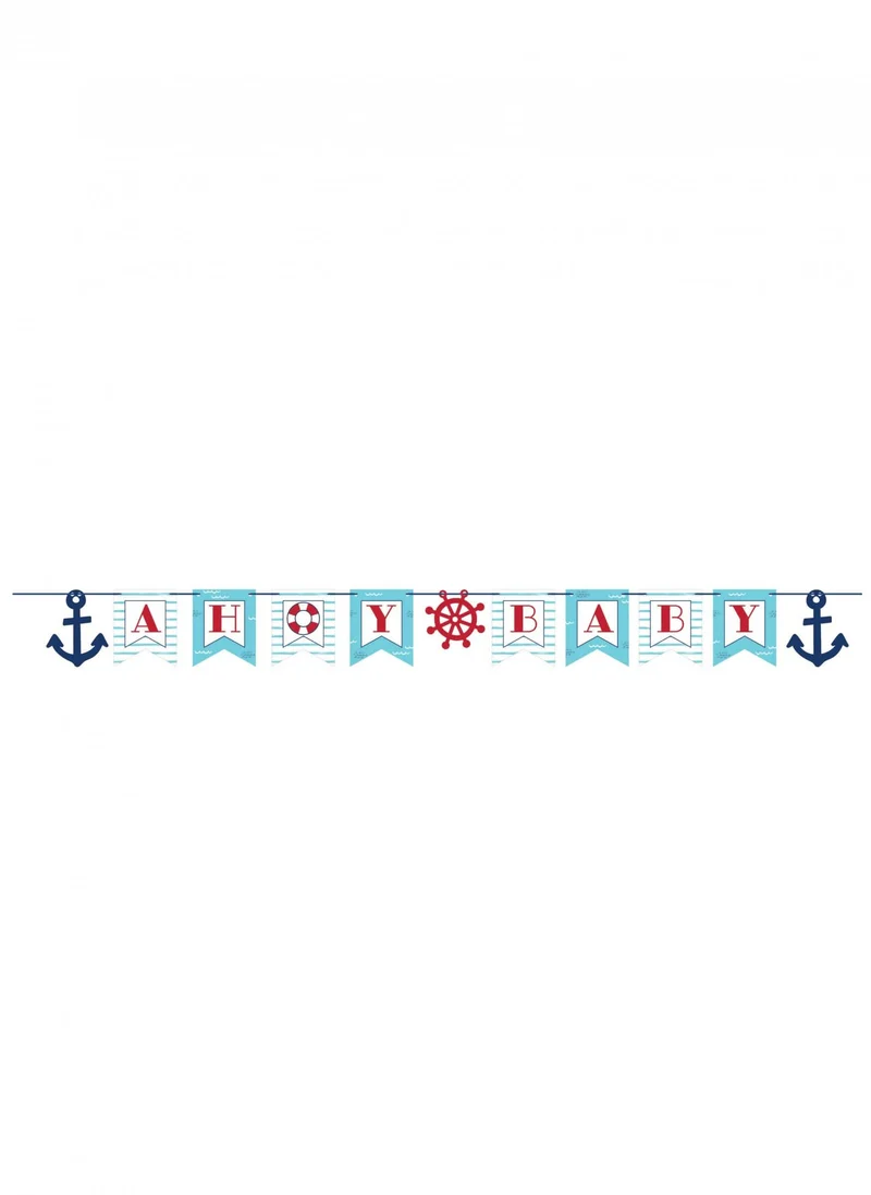 Kartonbanner "Ahoy Baby Kleines Boot" 188 x 14 cm Maritimes Thema
