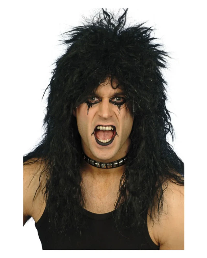 80er Rockstar Vokuhila Perücke Schwarz