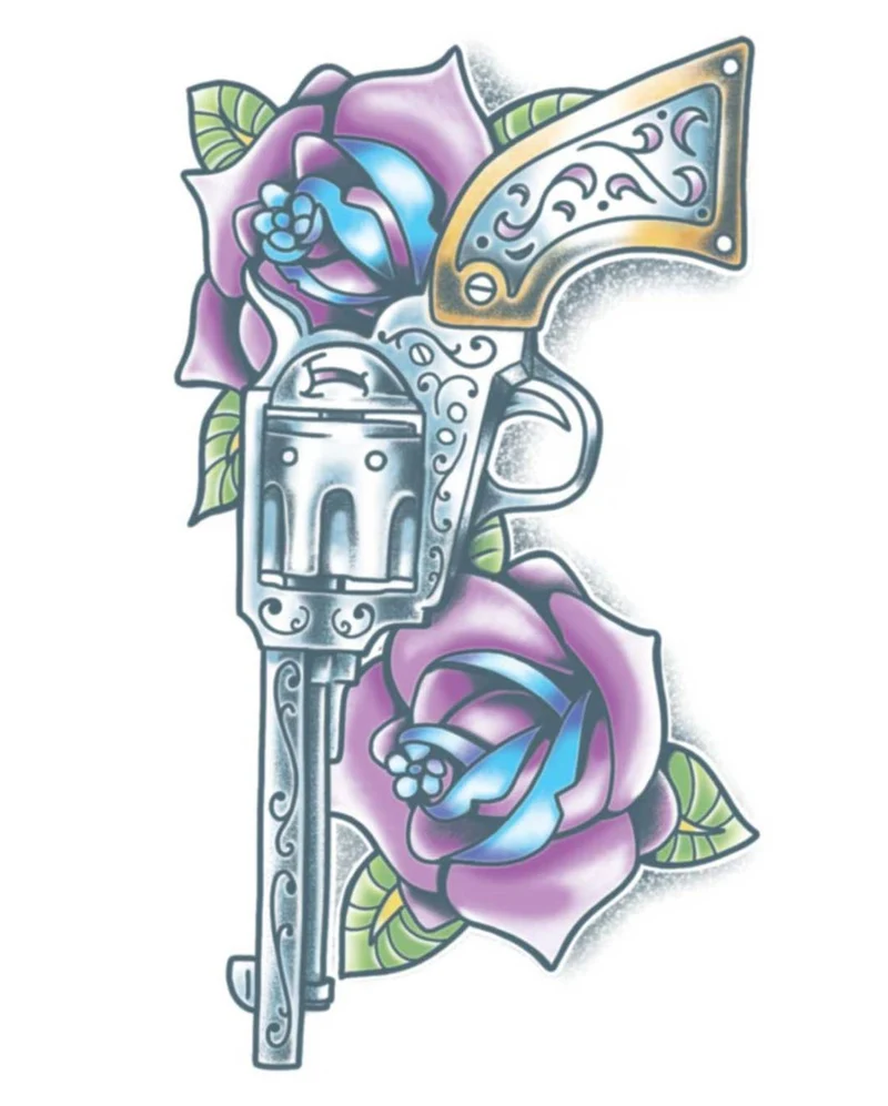 Tag der Toten Klebetattoo Revolver