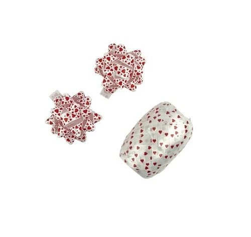 Herz Schleife Rot Silber Set 3 Stück