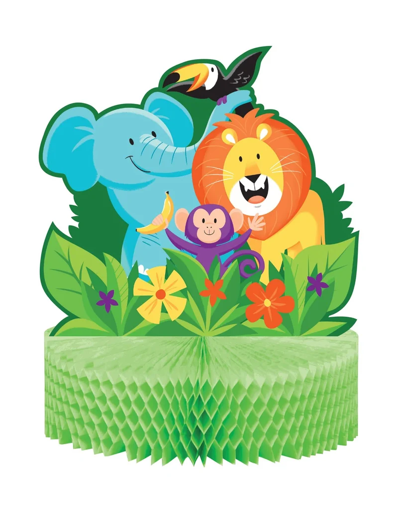 Wabenpapier-Tischdekoration Dschungel Safari 28 x 23 cm für Geburtstag