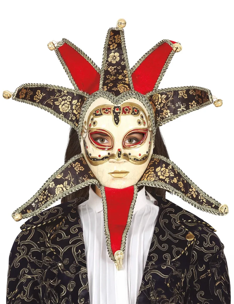 Venezianische Maske für Damen in Rot und Schwarz