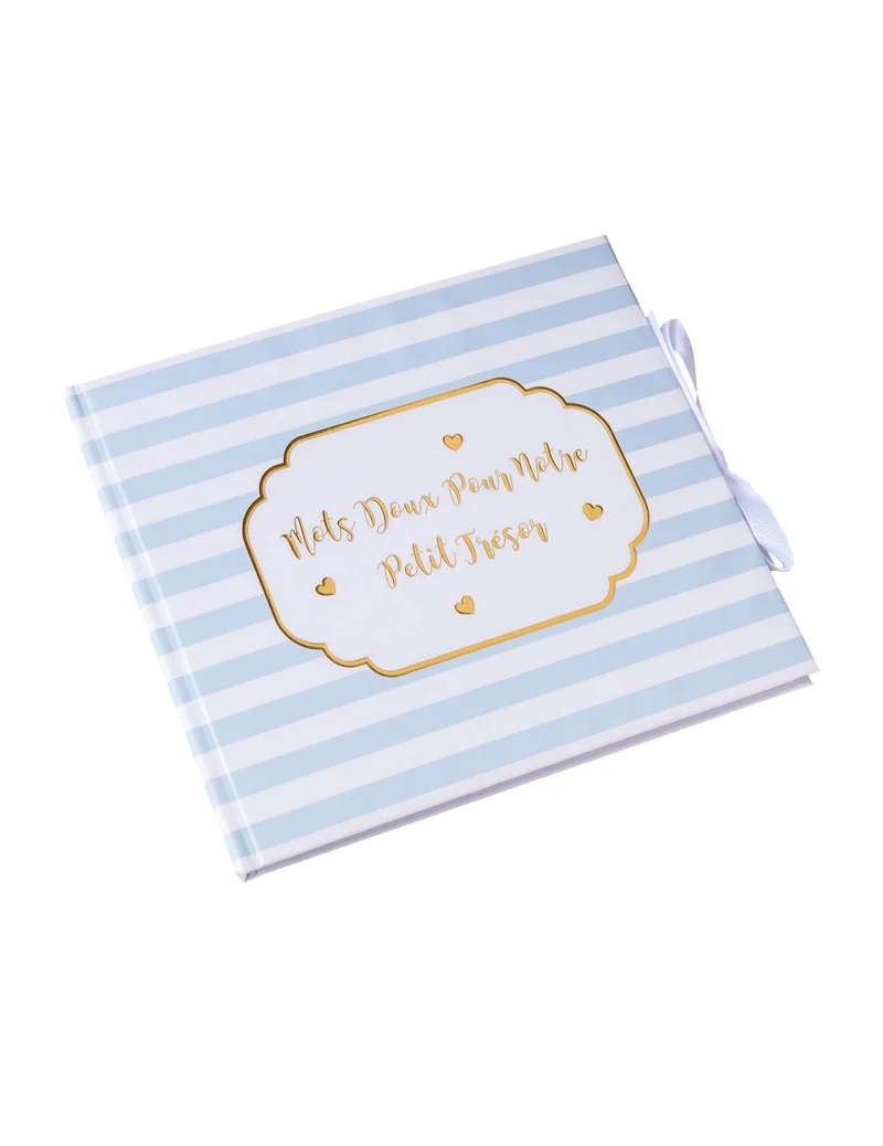 Gästebuch Kleiner Schatz Blau gestreift und Vergoldung 22 x 19,5 cm Babyparty