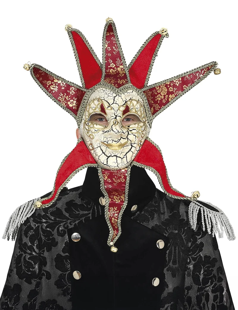 Venezianische Maske für Herren in Rot und Gold