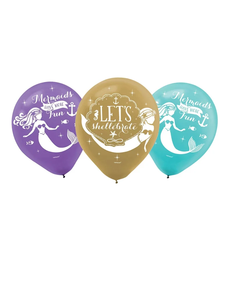 6 bedruckte Latexballons Meerjungfrauen-Träume 27 cm Partydekoration Geburtstag