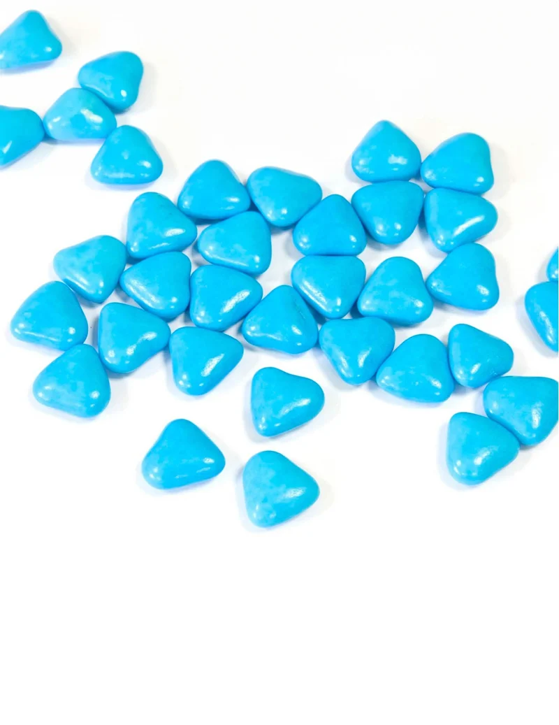 Türkise Mini-Herz-Schokoladen-Dragées 250 g für Kommunion