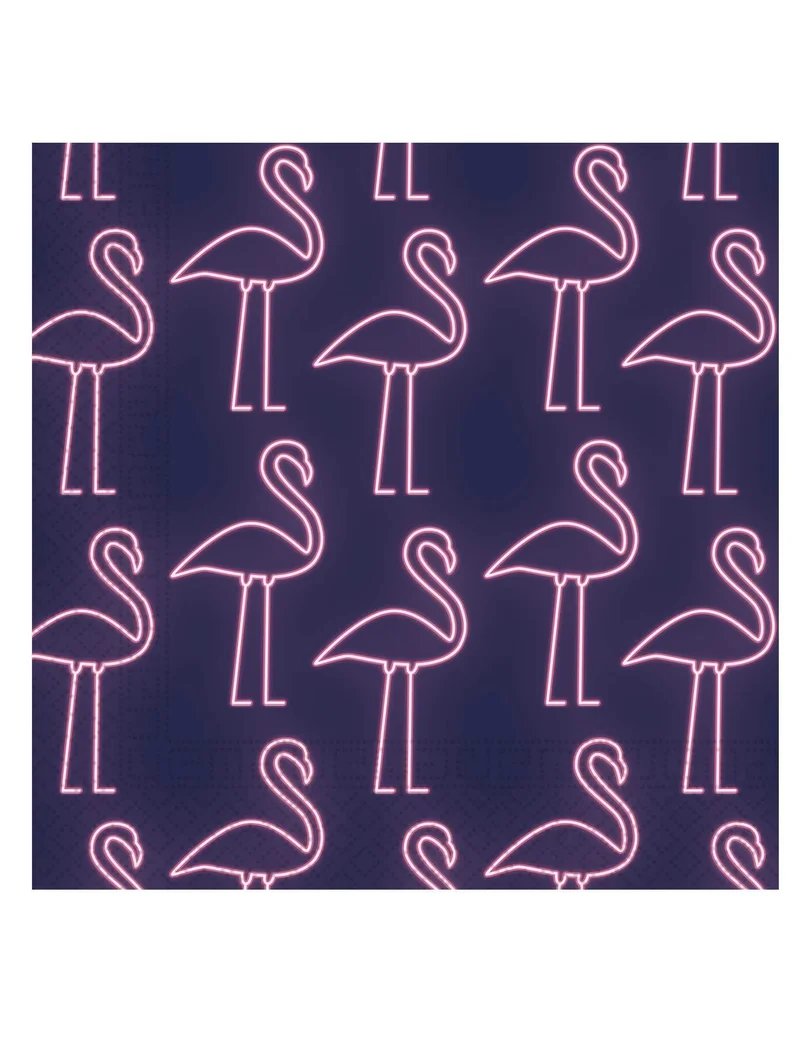 20 Neon-Servietten aus Papier 33 x 33 cm Flamingos