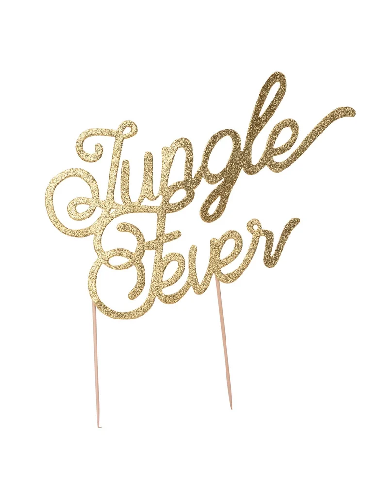 Cake Topper aus Holz "Jungle Fever" goldfarben glitzernd 20 cm