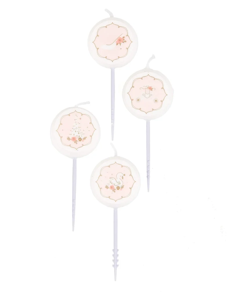 4 rosa kleine Prinzessin Kerzen 7,5 cm für Kuchen