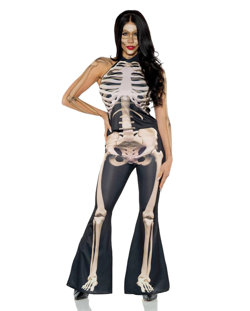 Skelett Frauenkostüm 2-teilig