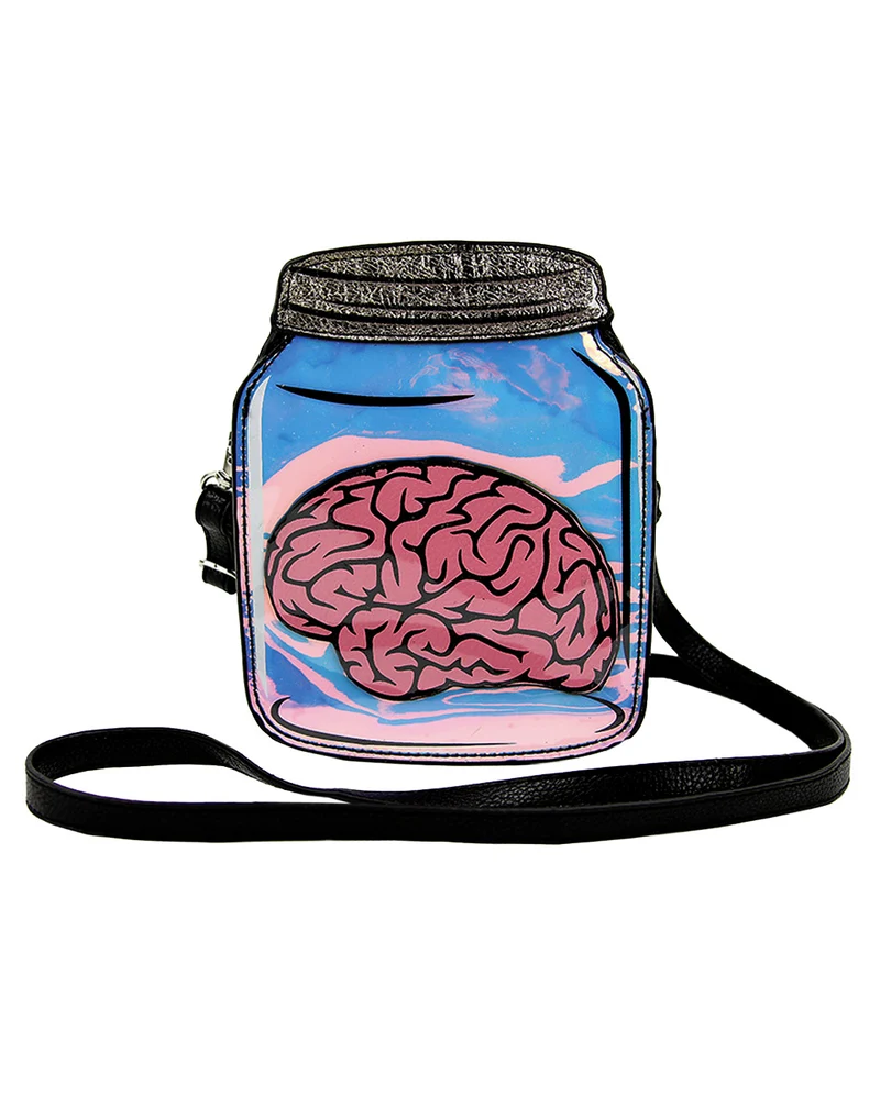 Gehirn im Einmachglas Schultertasche Vinyl