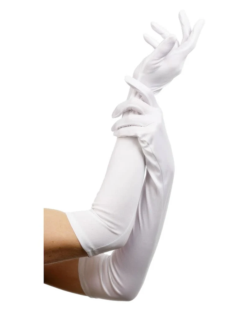 Weiße Satinhandschuhe im Charleston Stil
