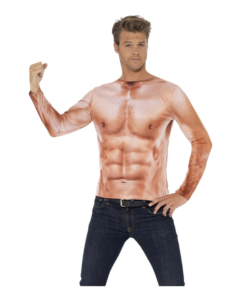 Bodybuilder Muskelshirt mit Sixpack Print