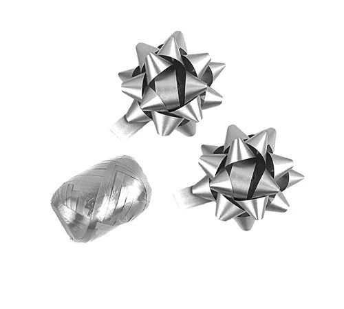 Silberne Schleife Set Metallic 3 Stück