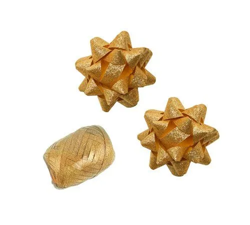 Gold Bow Set Glitter 3 Stück