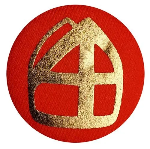 Sinterklaas Knopf Rot Gold Mijter 5cm