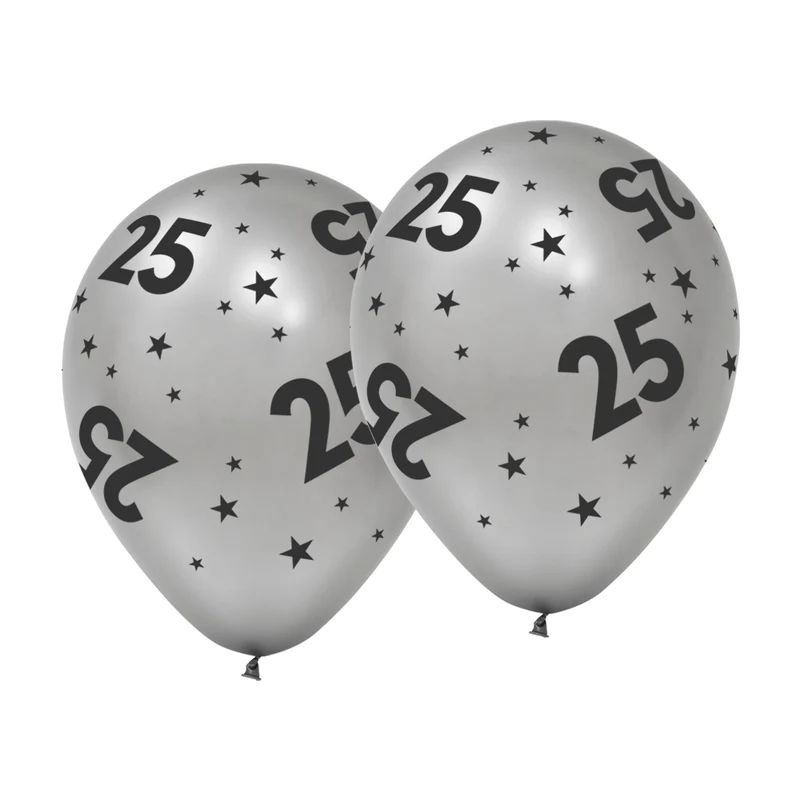 25 Jahre Ballons Silber 31cm 6Stück