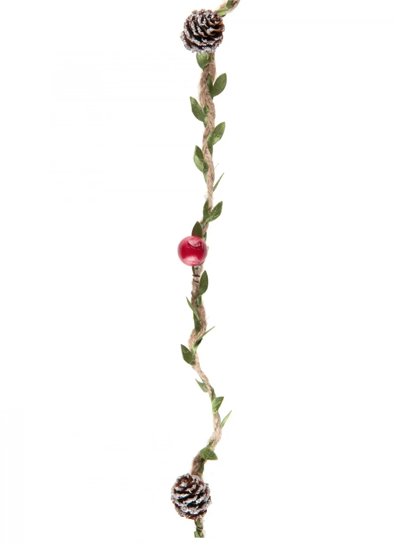 Natürliche Tannenzapfen-Girlande Rot 110 cm mit Beeren