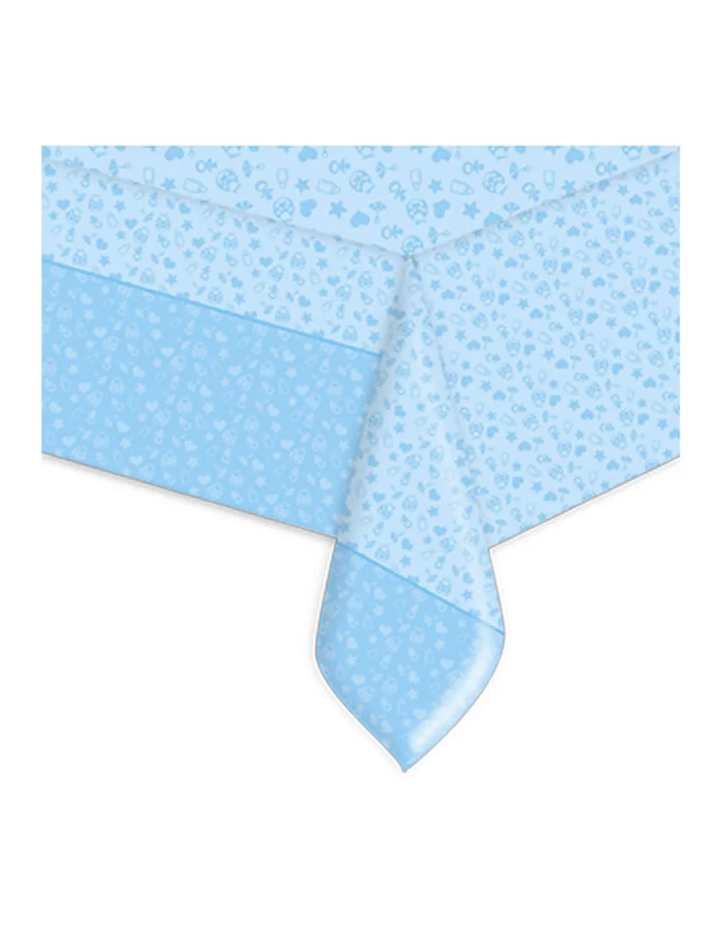 Plastik-Tischdecke "Meine Taufe" Blau 140 x 270 cm Baby-Motive