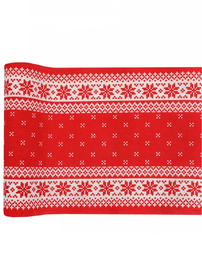 Baumwoll-Tischläufer für den Kaminabend 3 m x 28 cm rot und weiß