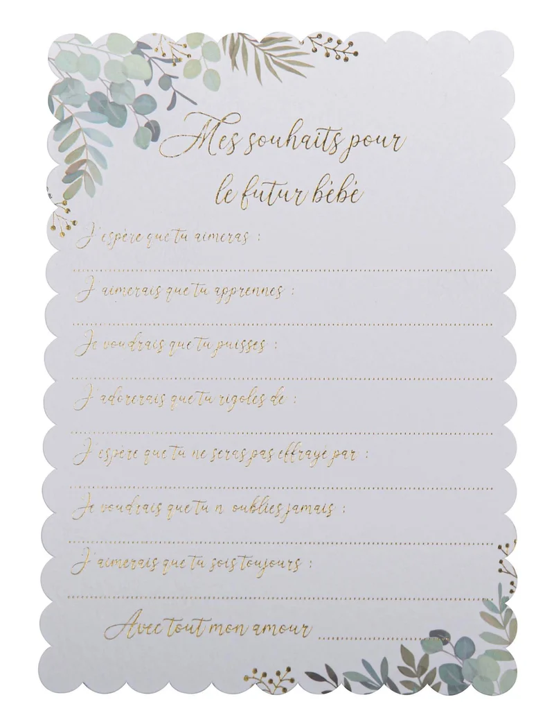 10 Grußkarten auf Französisch „Oh Baby“, 12,5 x 17,5 cm, für die Babyparty