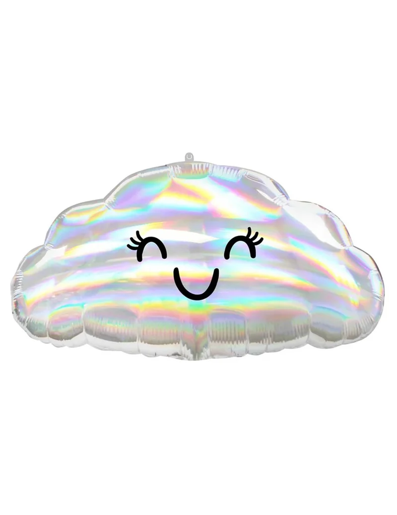 Irisierender Aluminiumballon Wolke 58 x 30 cm lächelndes Gesicht
