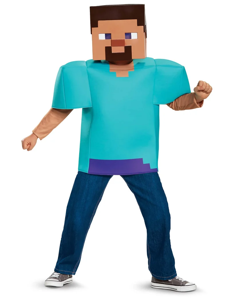 Steve Minecraft™-Kostüm für Kinder Videospielfigur türkis