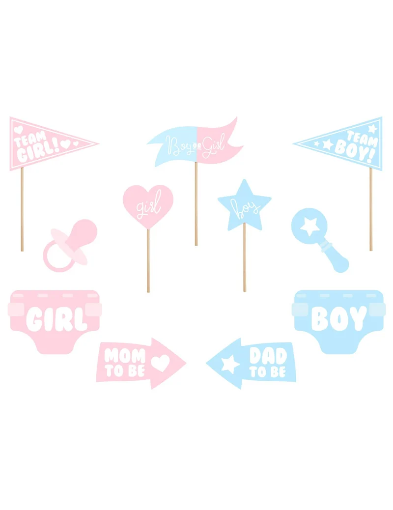 Photobooth-Kit für Mädchen oder Jungen, 11 Accessoires für Gender Reveal