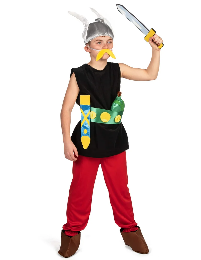 Asterix™-Lizenzkostüm für Kinder Gallier schwarz-rot