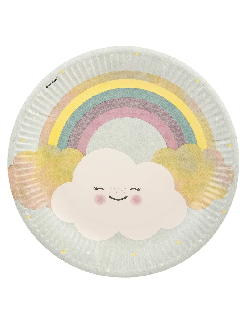 8 Pappteller Kleine Wolke 23 cm Regenbogen