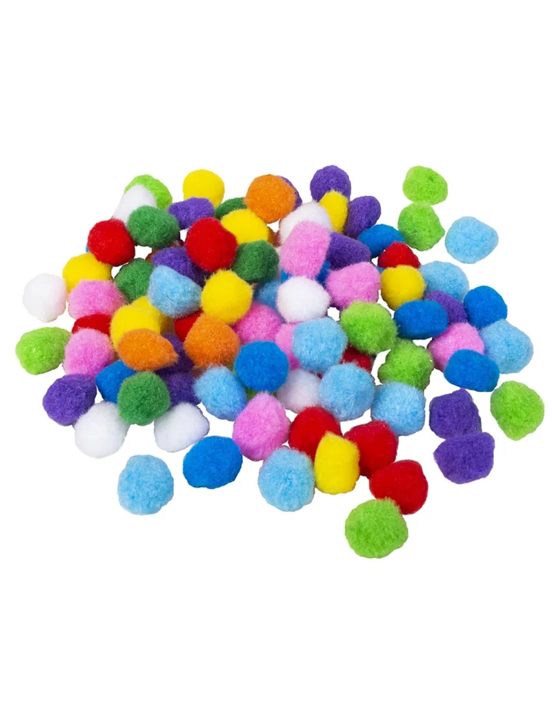 100 bunte Pompons 2 cm für Partydekoration