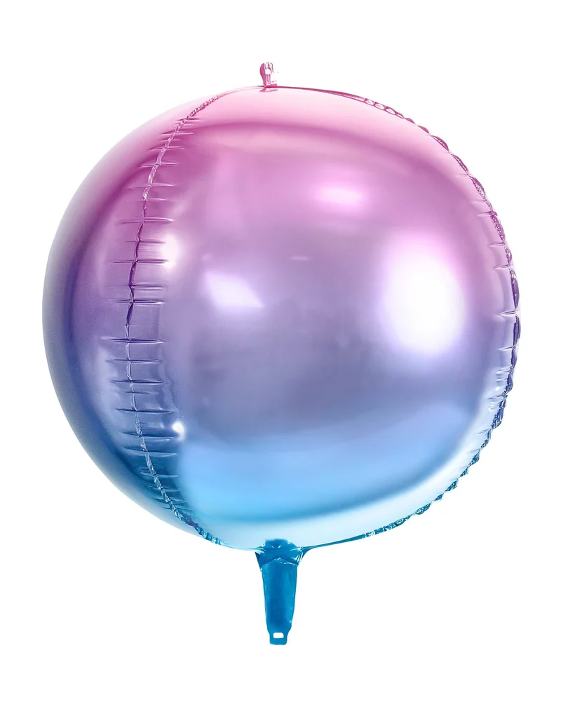 Rosa-blauer Farbverlauf Aluminium-Kugelballon 35 cm, heliumgeeignet