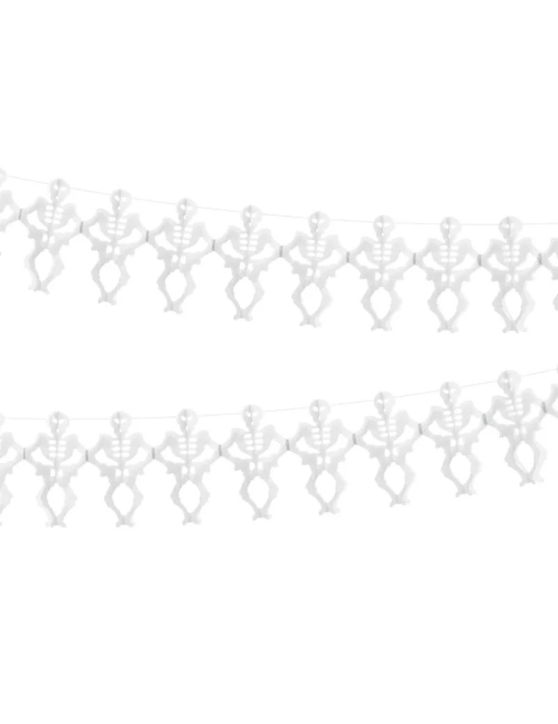 Weiße Skelett-Papiergirlande 3 m für Halloween