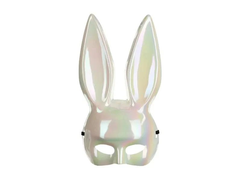 Kaninchenohren Maske Weiß schillernd