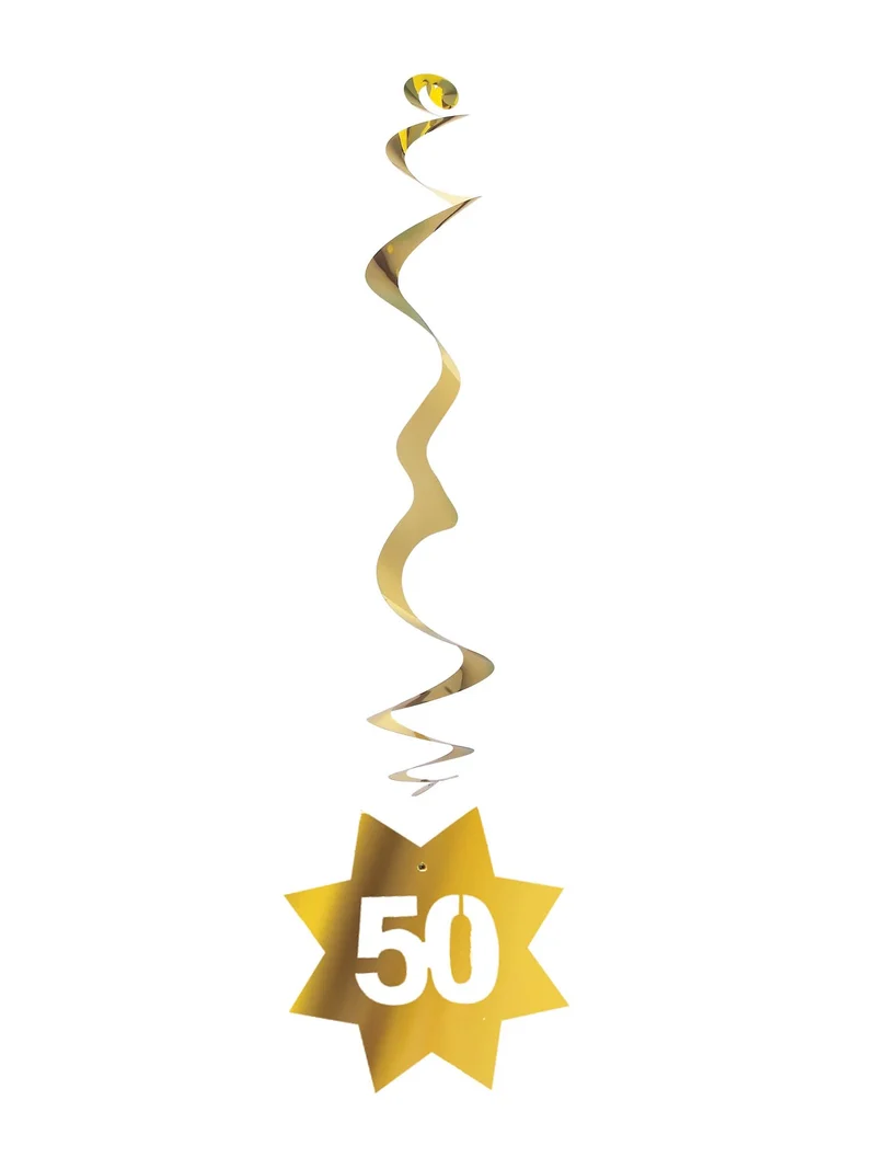 6er-Pack Goldene Metall-Sterne-Hänger "50 Jahre"