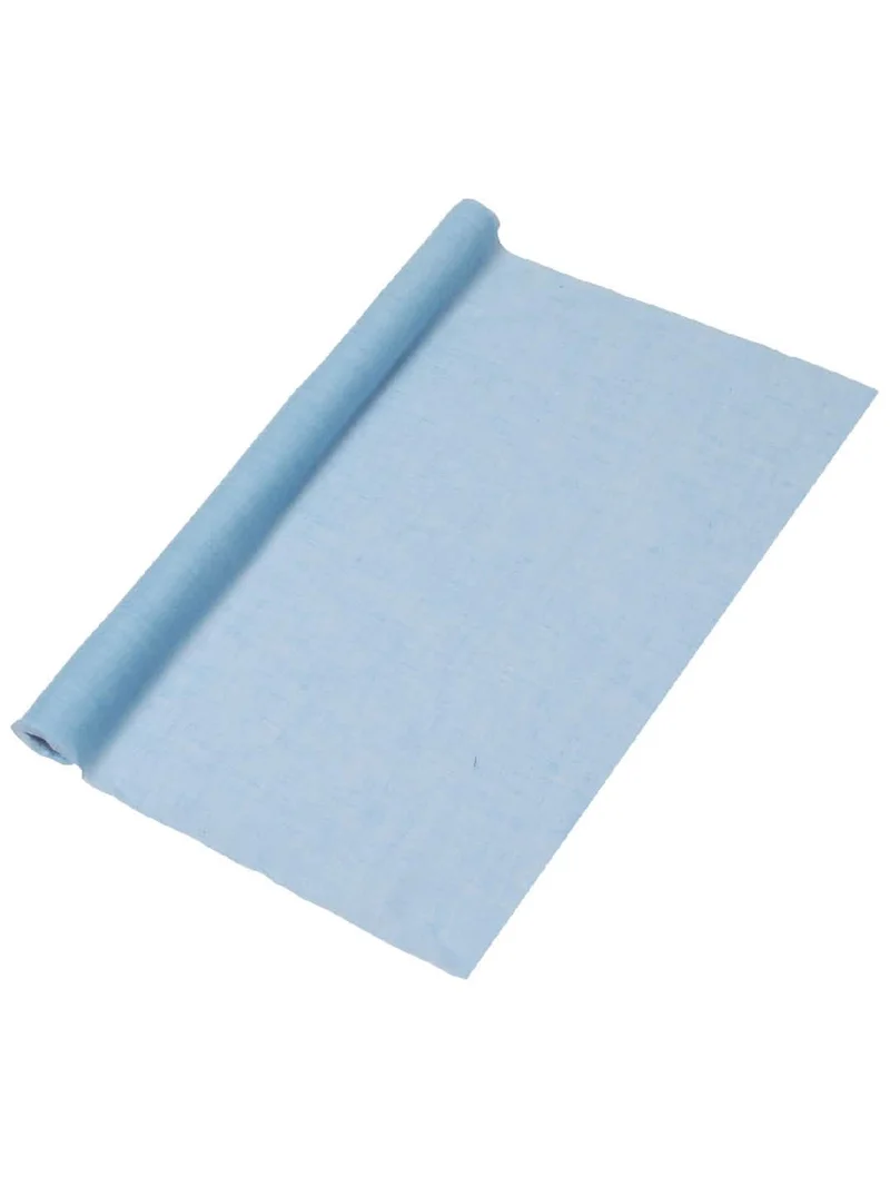 Hellblauer Musselin-Tischläufer 48 cm x 5 m für Taufe