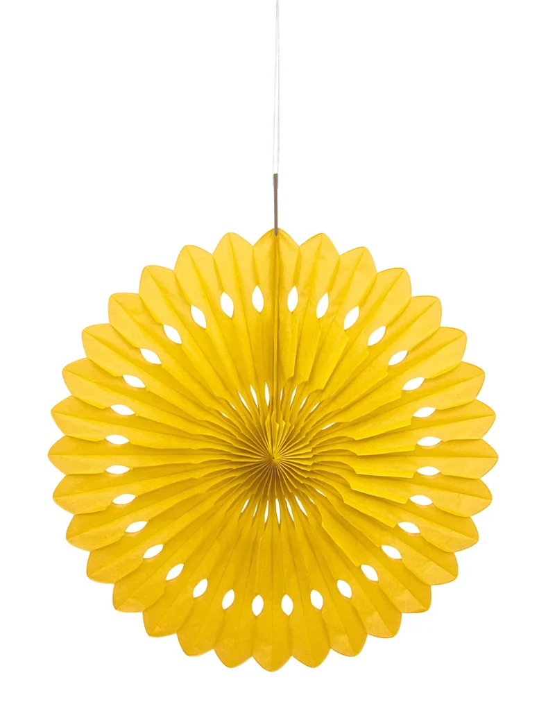 Gelbe Papierrosette 40 cm zum Aufhängen