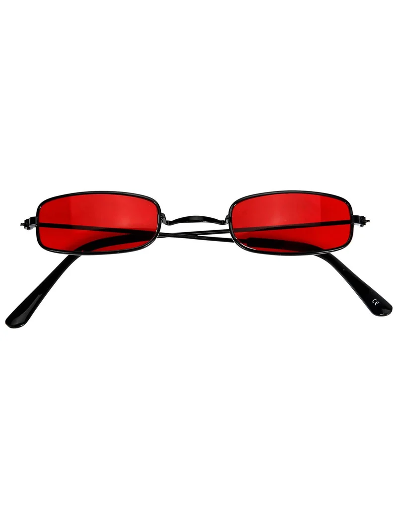 Rechteckige Vampir-Brille Kostüm-Accessoire schwarz-rot