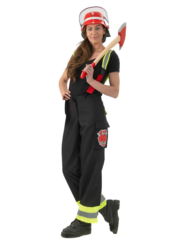 Schwarze Feuerwehrhose mit Hosenträgern für Damen