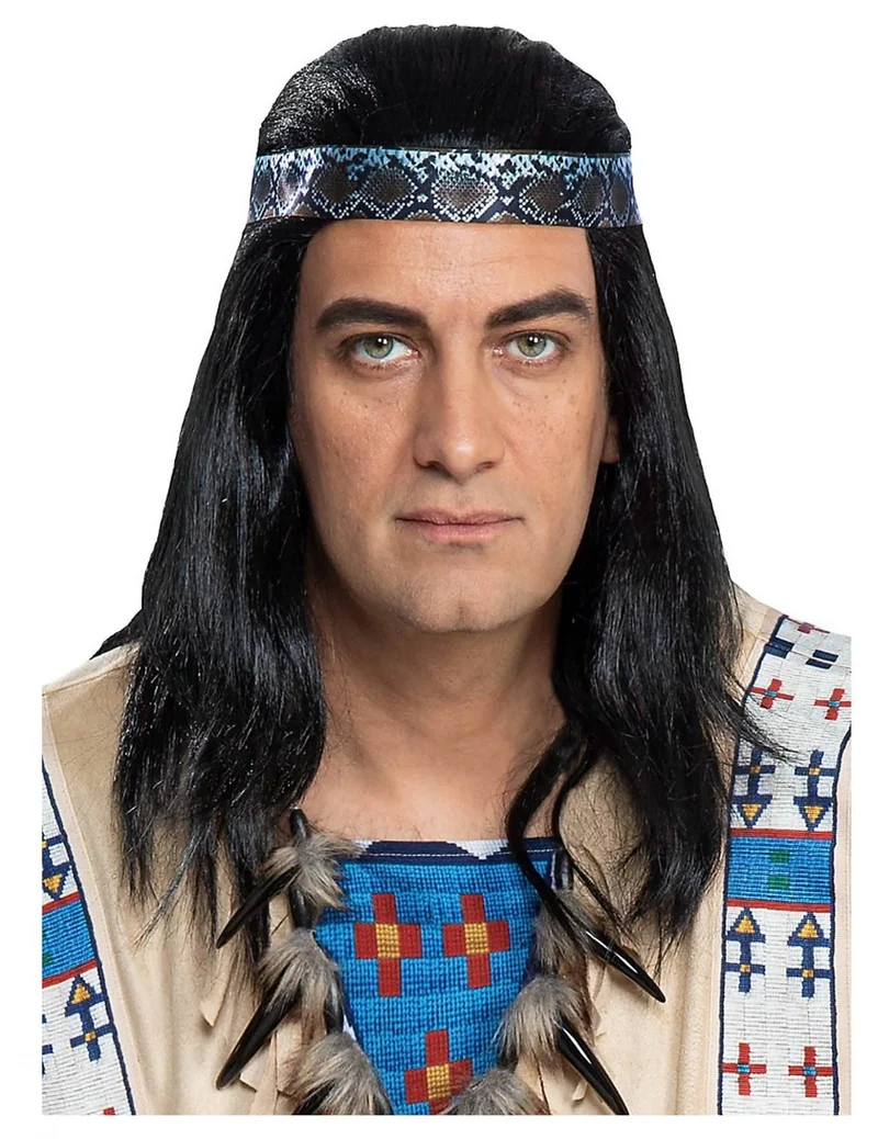 Winnetou™-Perücke für Erwachsene Kostümzubehör schwarz-blau