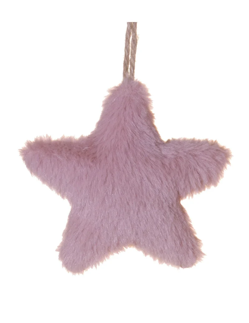 Rosafarbener Sternanhänger aus Fellimitat, 12 cm, für Weihnachten