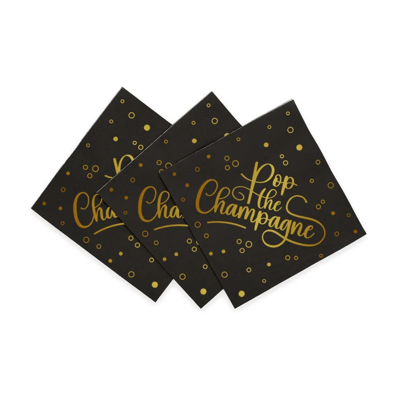 Pop The Champagne Servietten Schwarz Gold