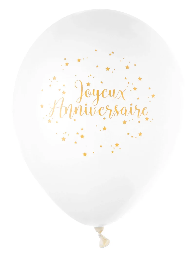 8 Latexballons Alles Gute zum Geburtstag weiß und metallicgold 23 cm Partyballons